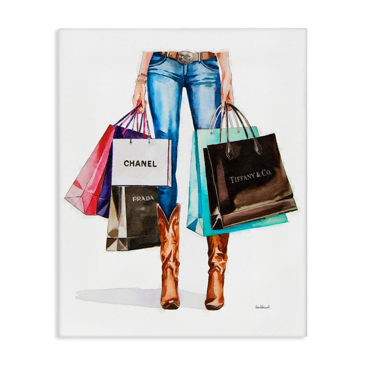 Stupell Industries Shopping Bags Cowgirl Canvas Wall Art Design by Amanda Greenwood
